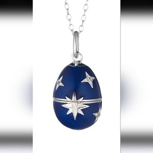 TSARS Collection by Tatiana Fabergé Romanov poison pill bluegg pendant necklace